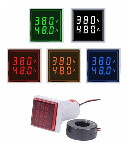 Voltimetro Amperimetro Digital Rojo Ac 60-500v 0-100 Amp