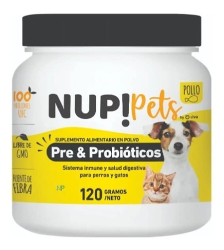 Nup! Pets Suplemento Pre & Probióticos Perro/gato 120g Pollo