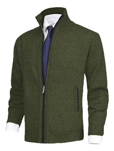 Chaqueta Tipo Cárdigan Informal Con Cuello Alto Para Hombre