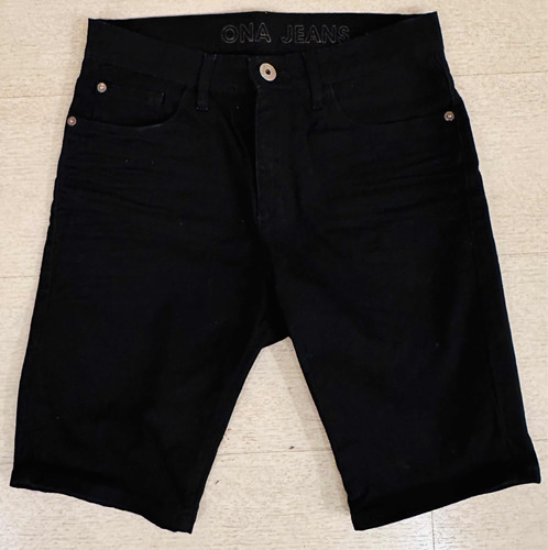 Bermuda De Jean Ona Sáez Negra Slim Fit Short Ona Hombre