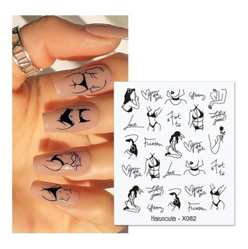 Lamina Sticker Pegatina Para Uñas Diseño Cuerpos Frase Mujer