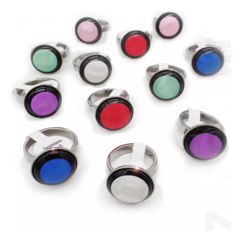 Pack X12 Hermosos Anillos Acero Quirurgico Cristal Colores X Mayor