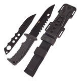 Cuchillo Táctico Supervivencia Lanzador Funda Rígida Negro