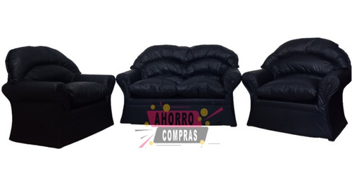 Juego De Living En Cuero Ecologico 3 Sofas 1 Sillon 2 Cuerpo