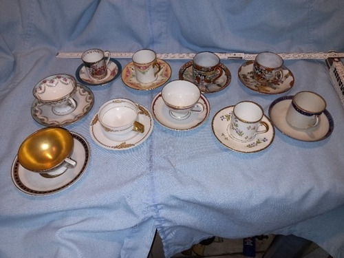 Colección 10 Tasitas Y Platos Finísima Porcelana Aprox 1890