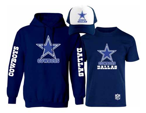 Kit Sudadera + Playera + Gorra Mod Dallas Cowboys Nfl