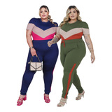 Kit 2 Conjuntos Femininos Calça E Blusa Conjuntos Plus Size