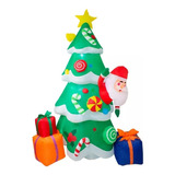 Inflable Navideño Arbol De Navidad Santa Con Luz Led 1.80 Mt