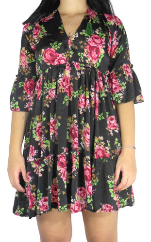 Vestido Curto Elegante Verão Estampado Soltinho Floral Midi 