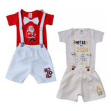 Roupa Para Bebê Papai Noel Natal + Feliz Ano Novo Estrela