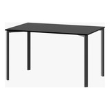 Mesa Comedor Living Cocina Rectangular 1,30mt Milano Negra Patas Negras Dielfe