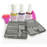 Set Stamping Lv 3 Esmaltes 2 Placas +sello Lefemme