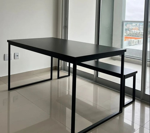 Mesa Estilo Industrial 120x70x75 Mdf Preto Resistente