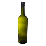 Botella De Vidrio Vino Conica Baja 750 Verde Con Tapon X 12u