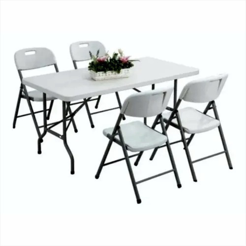 Juego De Jardin De Mesa Y 4 Sillas Plegables Lusqtoff Mms-8