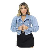 Jaqueta Jeans Detalhes Em Pedraria Luxo Brilho Tendencia 