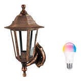 Farol De Pared Colonial Cobre 2 Posiciones Con Foco Smart  