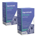 Vermífugo Para Filhotes Cães E Gatos Vermivet 20ml Kit Com 2