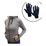 Campera Mujer Algodón Bolsillos Camal (gs) +guantes Termicos