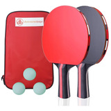 Juego De 2 Raquetas De Ping Pong Con 3 Pelotas Y Estuche