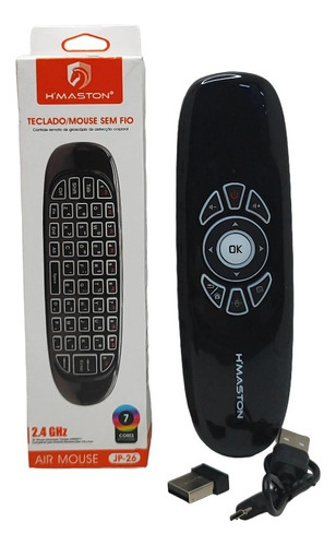 Controle Teclado Air Mouse Sem Fio H'maston Jp-26 Recarregab