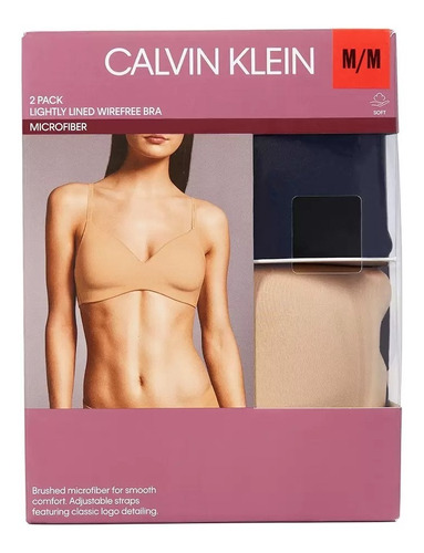 Calvin Klein Brasier Para Dama  Sin Varillas  Suave 2 Piezas