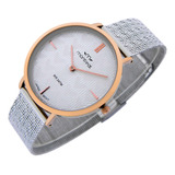 Reloj Montreal Mujer Ml1785 Caja Delgada Malla Acero Tejido