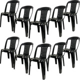Kit 10 Cadeiras Plástica Bistrô P/até 182kg Resistente Lazer