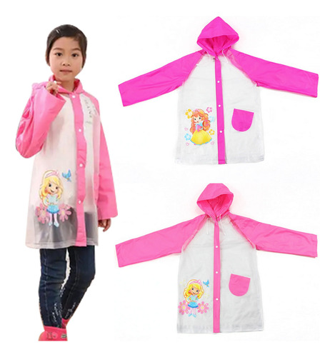 Poncho Impermeable Capa Lluvia Niño Niña Botones Ajustable