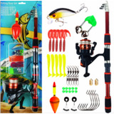 Kit Pesca 1.8m Caña Carrete Señuelo Accesorio Bolsa Completo