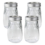 4pz Frascos Mason Jar Ball 16oz Boca Tipo Flauta Vidrio Duro