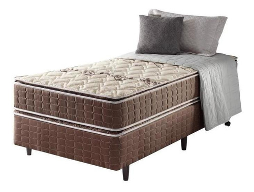 Cama Box Solteiro King Marrom + Colchão Orleans 96cm