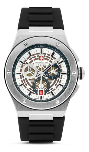 Reloj Swiss Military Smwgo0000901 Para Hombre Cronografo Color De La Malla Negro Color Del Bisel Plateado Color Del Fondo Plateado