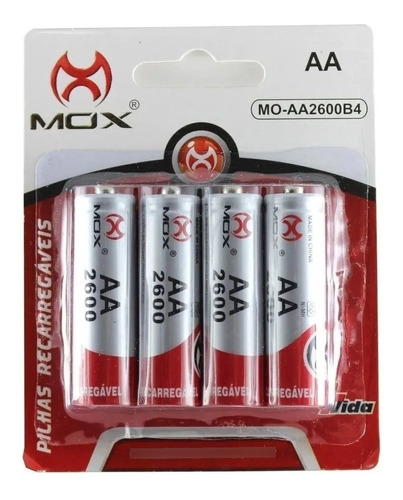 Cartela Com 4 Pilha Aa 1.2v Recarregável 2600mah