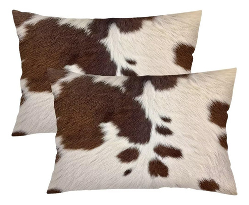 Fundas De Almohada Estampado Piel Vaca Queen Marrón Decorati