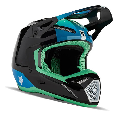 Casco Fox V1 Ballast Negro/ Azul Motocross Enduro