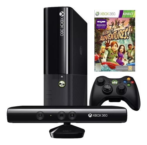 Microsoft Xbox 360 S + Kinect E 4gb Standard Cor Preto