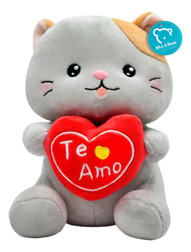 Gato Peluche Te Amo 20 Cm Corazón Amor Regalo Kawaii