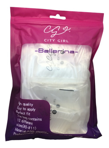Tips Soft Gel Press On Uñas Prelimadas Bolsa City Girl 600u Ballerina