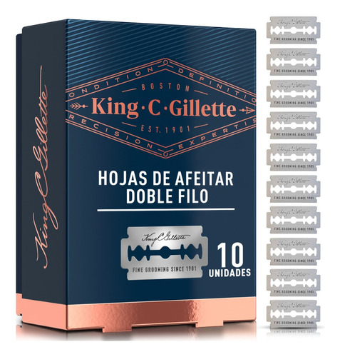 Navajas De Afeitar King C Gillette Profesional- Pack 10 X 1 Unidades