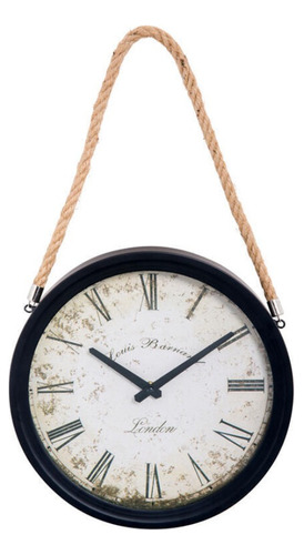 Reloj De Pared Vintage Números Romanos Negro Con Soga