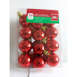 Bochas, Bolas ,adornos Navideños4 Cm X24 Unidades Rojo