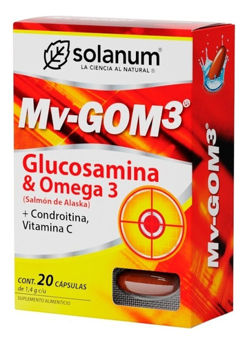 Glucosamina + Omega3 Mv - Gom3 Solanum 20 Capsulas Sabor Sin Sabor
