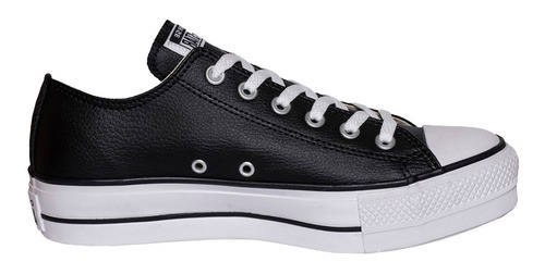 Zapatilla Converse All Star Low Plataforma Cuero Negro