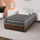 Conjunto Cama Box Espuma Miami Cinza Solteiro 96x203x62