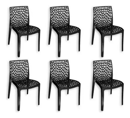 Combo 6 Sillas Sillon Perla Reforzado  Mascardi Negro