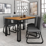 Mesa Com 4 Cadeiras Industrial 1,36 Deli Pt/cin/cnz - M.a Cor Preto Fosco/cin/linho Cinza