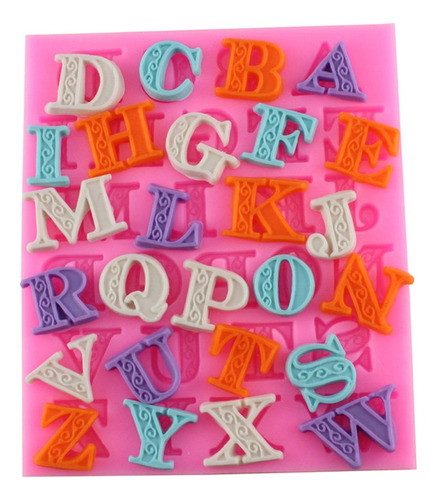 Molde Silicona Letras Abecedario Fondant Porcelana Reposterí