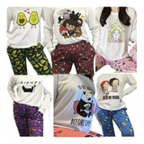 Pijama Largo Manga Larga Pantalón Mujer Conjunto Animados