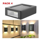 Pack 4 Mini Foco Muro Aplique Led Solar Jardín Exterior  